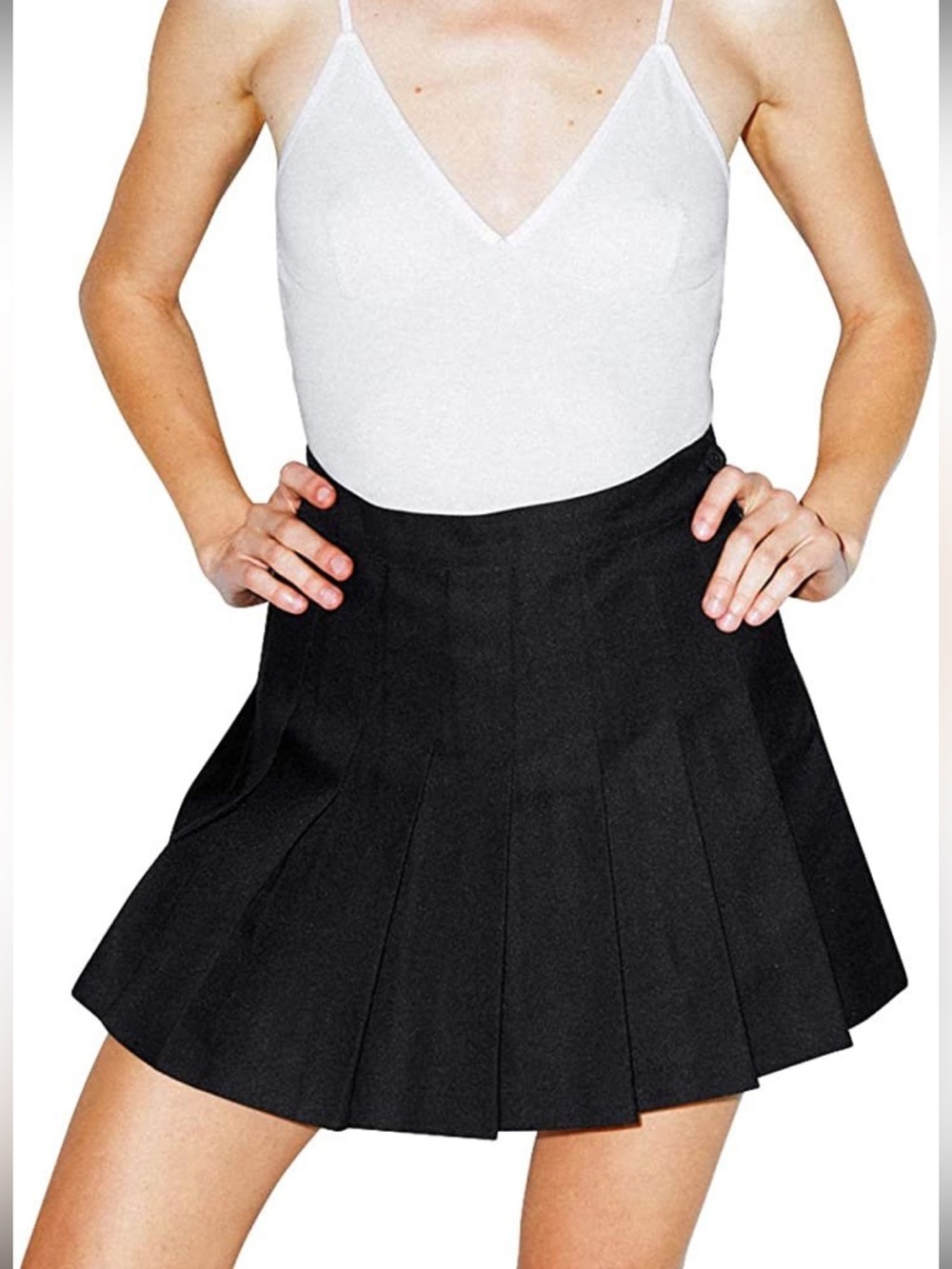 American Apparel Black Pleated Mini Skirt